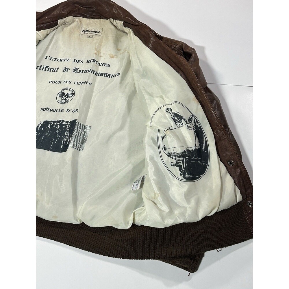 Vintage 80s Split End Ltd Leather Bomber Jacket Brown Men’s Size Small 1980s - Picture 16 of 16